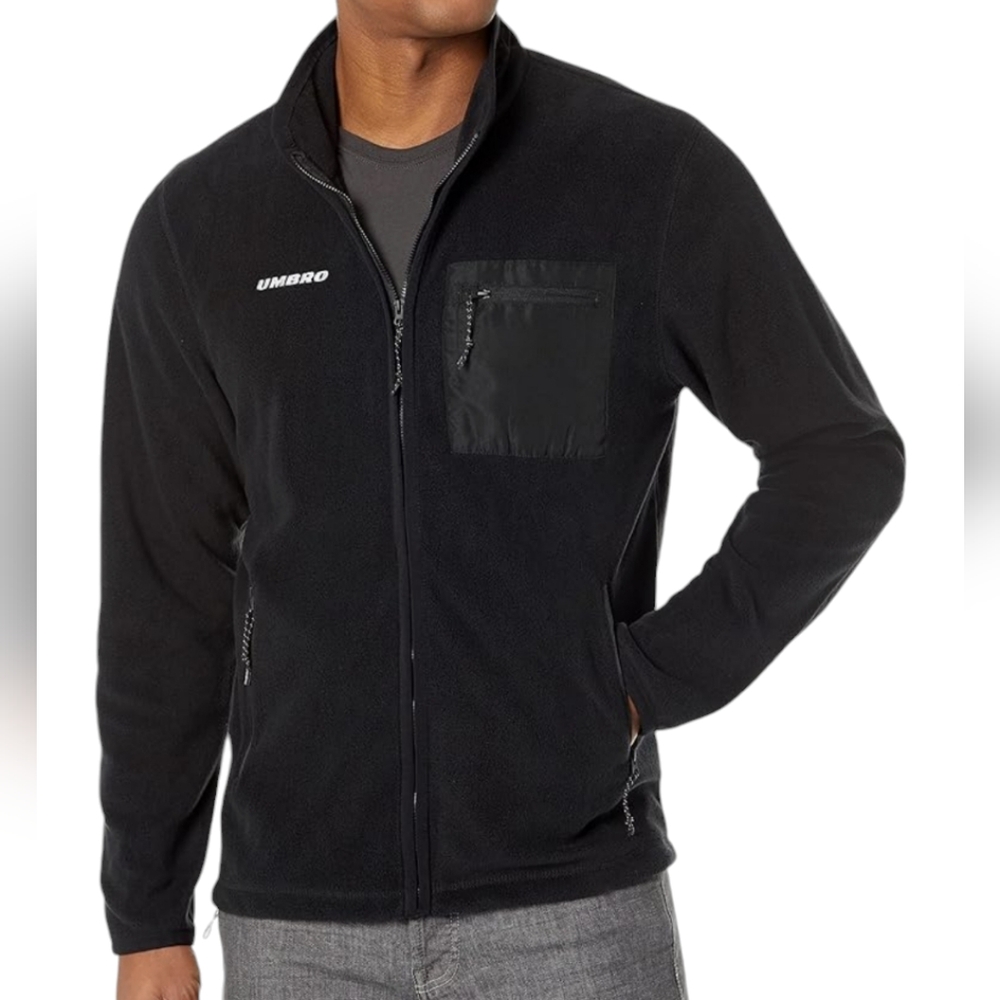 Umbro‎ Men's Fleece Jacket Full Zip Plus Size XXL Black Long Sleeve Sweater
